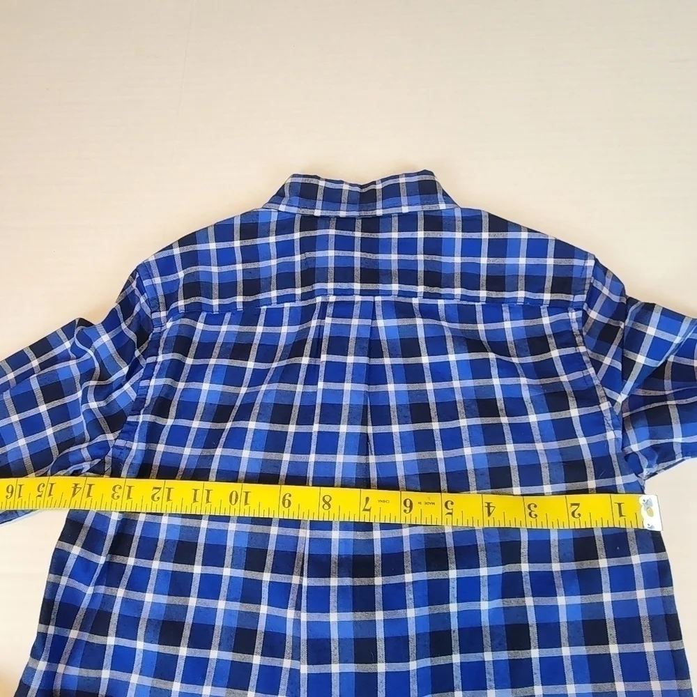 Ralph Lauren boy size 7 blue plaid long sleeve button down shirt